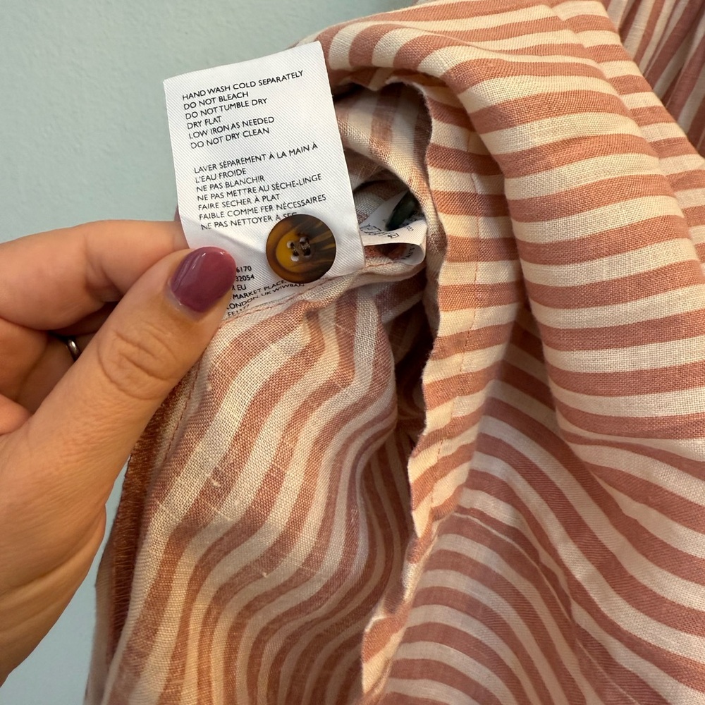 Faithfull Brighton Linen Dress pink and white striped - Picture 10 of 10